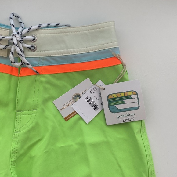 Boy's Bonfire Boardshort in Lime Green Eco Stretch - Size 10 - Picture 2 of 4
